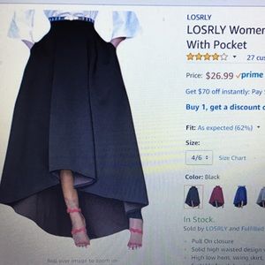 Black satin high-low skirt